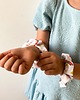 gumki do włosów Scrunchie gumka frotka wąska tęcza biała 2