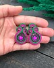 kolczyki soutache Kolczyki sutasz sztyfty małe różowo zielone z kryształkami Gracia 2