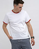 t-shirty męskie T-shirt męski  biały   ze ściągaczem szałwia/czerwonym 1