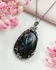 wisiory Naszyjnik Labradoryt Spektrolit stal chirurgiczna wisiorek handmade 2