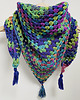 szale damskie Ciepła kolorowa  chusta Granny z chwostami ręcznie robiona 3