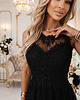 sukienki maxi damskie 672-4 Romantyczna sukienka maxi z haftowaną koronką i tiulem - czarna - UNI 1