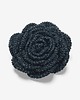 broszki Broszka róża XL - czarna ze srebrną błyszczącą nitką 1