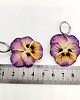 kolczyki z masy plastycznej Kolczyki bratki żółte fioletowe wiszące handmade, kwiaty z gliny polimerowej 3