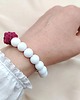 bransoletki ze szkła Bransoletka biała malina szklane koraliki stal nierdzewna handmade 2