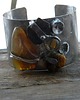 bransoletki wire wrapping Surowe bursztyny ze złotym akcentem -  bransoleta mankiet CUFF 4