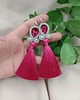 kolczyki soutache Kolczyki chwosty amarant fuksja różowe szare srebrne 1