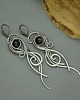 kolczyki wire wrapping Długie kolczyki obsydian złocisty wire wrapping 3