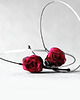 kolczyki wire wrapping Srebrne kolczyki koła karminowe SCARLET ROSES 1
