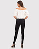 t-shirt damskie Kremowy elastyczny top z falbanką na ramionach TA592 CREAM 1