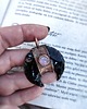 wisiory Wisior miedziany lunula obsydian moonstone V 2