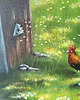 obrazy Majowy obraz 50x70 wieś chaty ule łąka kwiaty skansen kury kogut maj 7