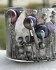 bransoletki wire wrapping Fioletowe perły  -  bransoleta mankiet CUFF 1
