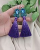 kolczyki soutache Szmaragdowe fioletowe kolczyki chwosty kryształowe 2