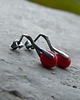 kolczyki wire wrapping Czerwony koral  - sztyfty 2