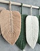 makramy Duża Makrama Liście XL Ozdoba Ścienna Boho Zieleń Beż 80 cm 2