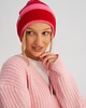 czapki damskie Czapka zimowa w paski różowo - czerwona 1