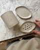 mydelniczki Ceramiczny Zestaw Łazienkowy z Mydelniczką z Odpływem Perłowa Biała 2