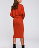 sukienki midi damskie Sukienka z drapowanym dekoltem-ruda(S245) 1