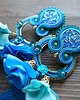 kolczyki z żywicy Blue flowers - niebieskie kolczyki soutache 3
