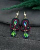 kolczyki soutache Kolczyki sutasz różowo zielone z kryształami Felicja 2