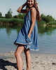 sukienki mini damskie Jedwabna sukienka na ramiączkach, MARINA, OCEAN BLUE 4