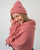 szale damskie Szal Wełniany MANUL Różany- duży lekki pluszowy szalik 100% Merino RWS 4
