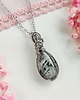 wisiory Naszyjnik Jaspis Szary stal chirurgiczna wisiorek handmade 3