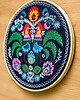Ozdoby na ścianę Koguty łowickie - granatowy, haft w tamborku 20 cm 6