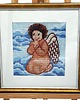 obrazy Obraz Haftowany Aniołek Modlący Się 24x24 cm w Złotej Ramie 1