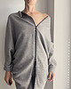 bluza bez kaptura damska Bluza oversize długi Nietoperz jasnoszary melanż pikowany 2