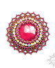 broszki Fleur magenta, broszka z jadeitem, beading, haft 1