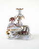 figurki i rzeźby Figuralny świecznik porcelanowy z puttem, przełom XIX i XX wieku 3