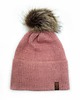 czapki damskie Różowa czapka merino z odczepianym pomponem 1
