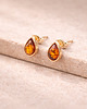 kolczyki pozłacane Delikatne kolczyki z bursztynem 925 złocone Łezki sztyfty bursztynowe 1