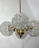 lampy wiszące Mosiężny żyrandol , lata 70 5