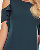 sukienki mini damskie 359-2 Trapezowa sukienka z falbankami na ramionach - ZIELEŃ BUTELKOWA 3