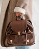plecaki Plecak z kieszeniami - skórzany - damski - brąz klasyczny 9