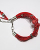 bransoletki - inne Bransoletka - Czerwona, koraliki - rzemienie 2