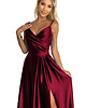 sukienki maxi damskie 299-13 CHIARA elegancka maxi satynowa suknia na ramiączkach - bordowa 5