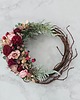 wianki bożonarodzeniowe Asymetryczny wianek brudny róż i bordo (26cm) 2