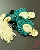 kolczyki soutache Kolczyki z chwostami Cream Teal Tassel 4