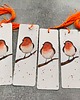 zakładki do książek Akwarela Zakładka Tasiemka Książki Rudzik Ptak Jarzębina Prezent 2