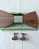 muszki i krawaty Zestaw z drewnianą muszką PUZZLE zieleń 1