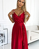 sukienki maxi damskie 299-14 CHIARA elegancka maxi satynowa suknia na ramiączkach - czerwona 4