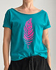 t-shirt damskie Koszulka damska oversize z fluo różowym nadrukiem piórka 1
