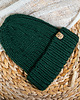 czapki damskie Beanie  z wełny peruwiańskiej butelkowa zieleń 2