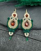 kolczyki soutache Kolczyki sutasz wieczorowe beżowo zielone eleganckie długie Margo 2