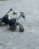 kolczyki wire wrapping Granatowa lawa  - sztyfty 1