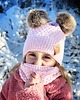 czapki dziecięce ZESTAW: bawełniana czapka dla dziecka i komin Jasny różowy 8